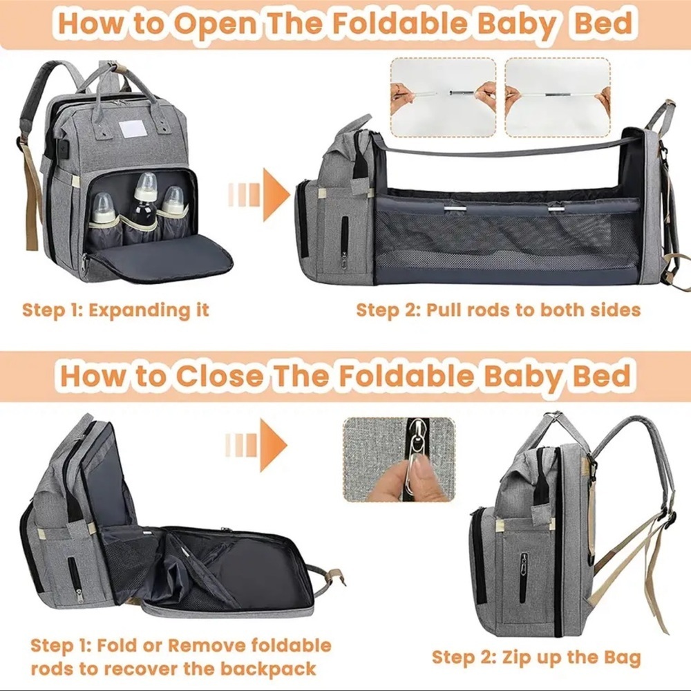 Diaper Backpack, Convertible Changing Station Por… - image 6